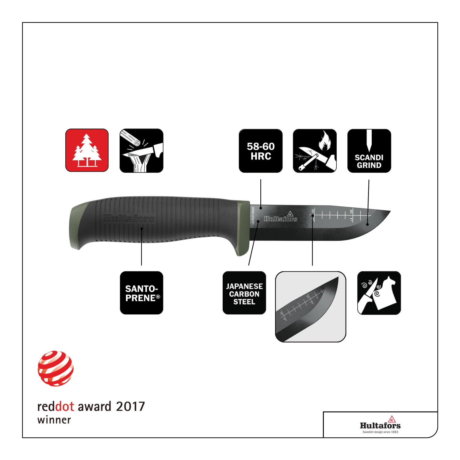 Hultafors OK4 Outdoor mes inclusief draagholster - 209mm-image