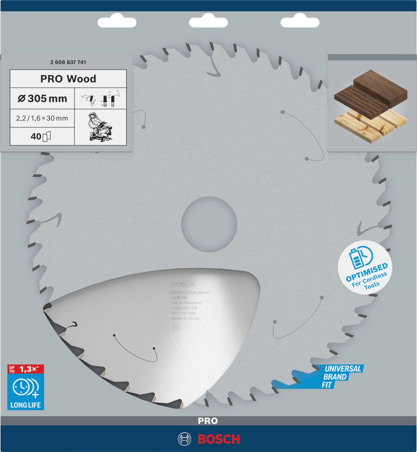 Bosch 2608837741 PRO accu afkortzaagblad voor Hout - 305 x 30 x 40T-image