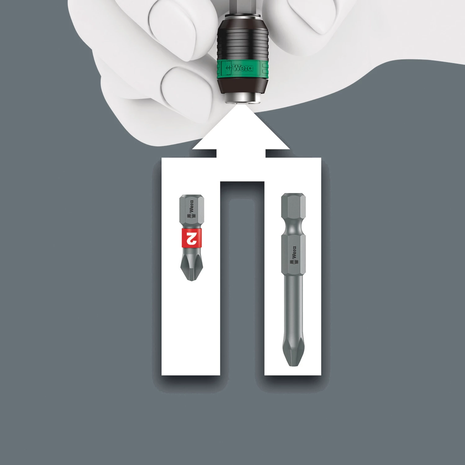 Wera 05051535001 7 pièces Kraftform Kompakt Pistol RA-R 1 tournevis à embouts interchangeables dans un étui - avec fonction cliquet-image