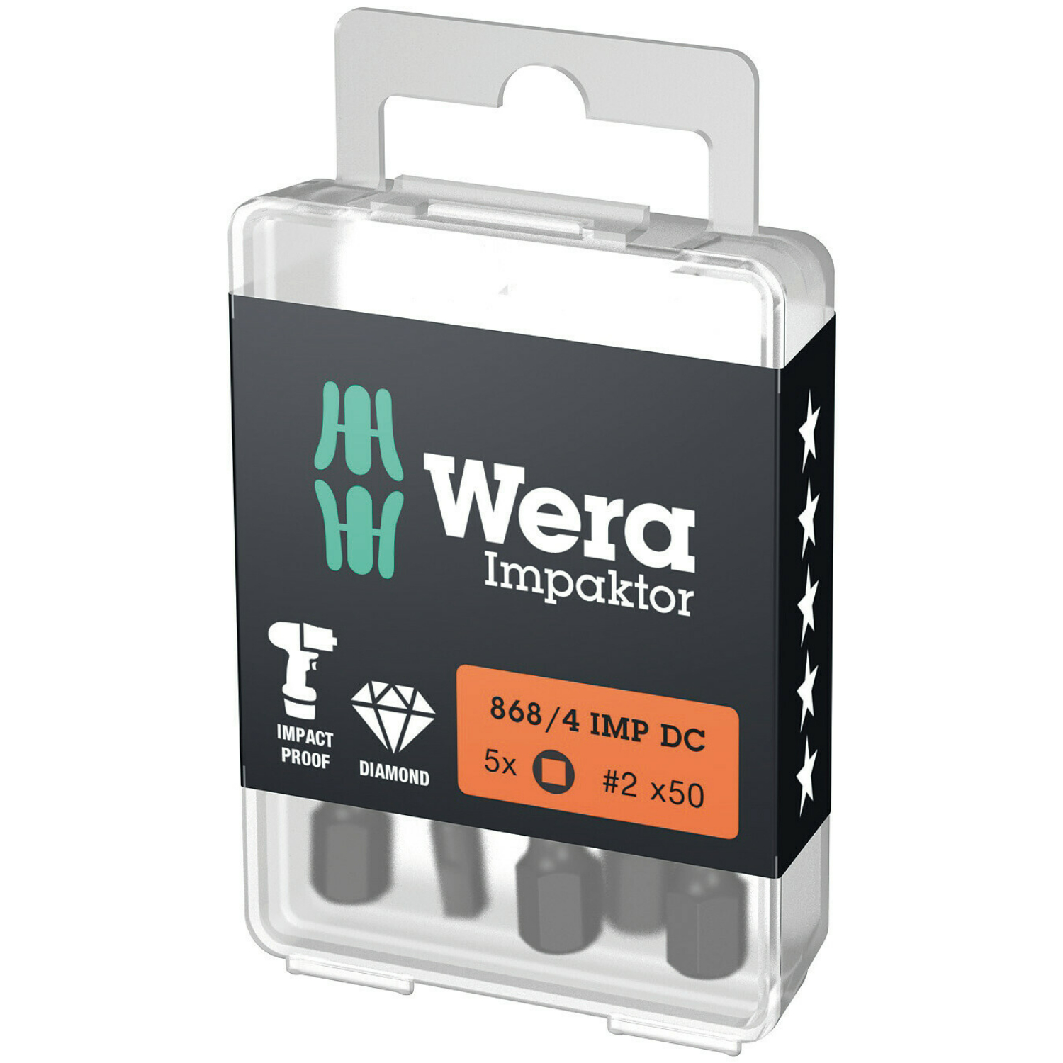 Wera 5057671001 1/4" Robertson Impaktor Bit - R2 x 50mm (5st)-image