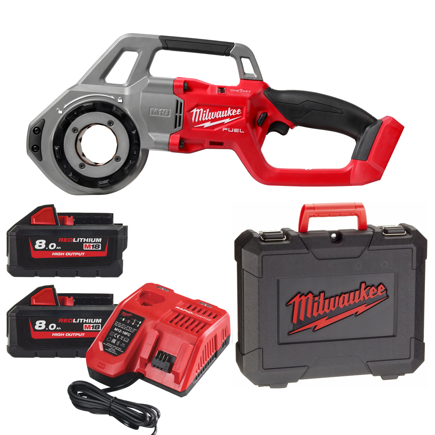 Milwaukee M18 FPT114-802C 18V Li-ion accu Draadsnijder set (2x 8.0Ah accu) in koffer - 1/8" tot 1 1/4"-image