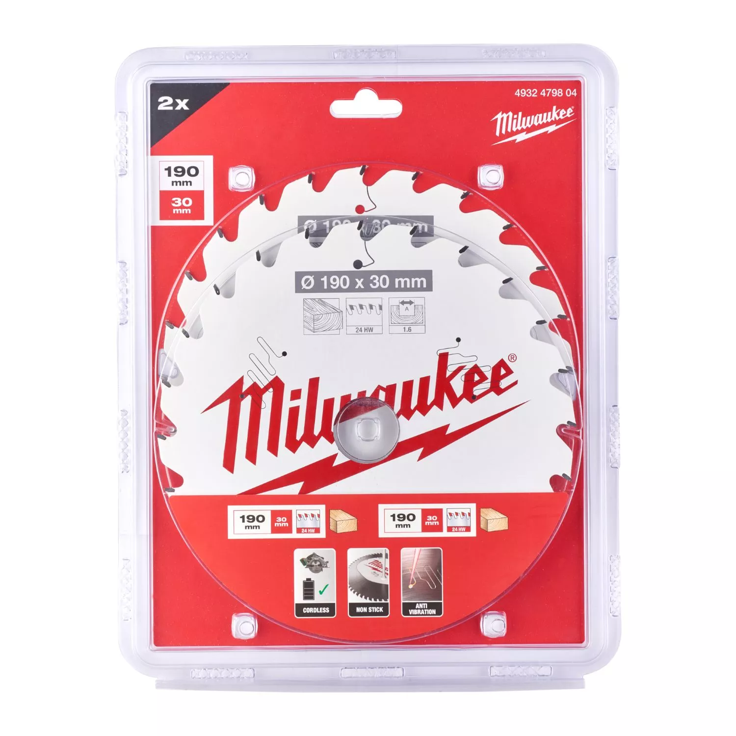 Milwaukee 4932479804 Cirkelzaagblad - 190 x 30mm - hout - duopack-image