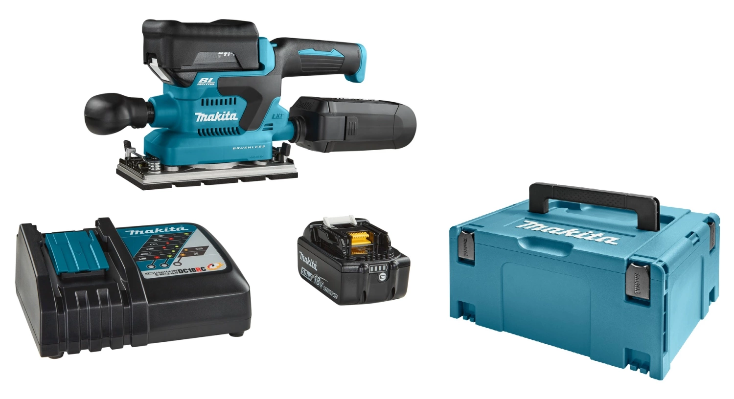 Makita DBO380RTJ Ponceuse sans-fil - 18V Li-ion - 2 batteries x 5,0 ah - Mbox - 93 x 230 mm - Brushless-image