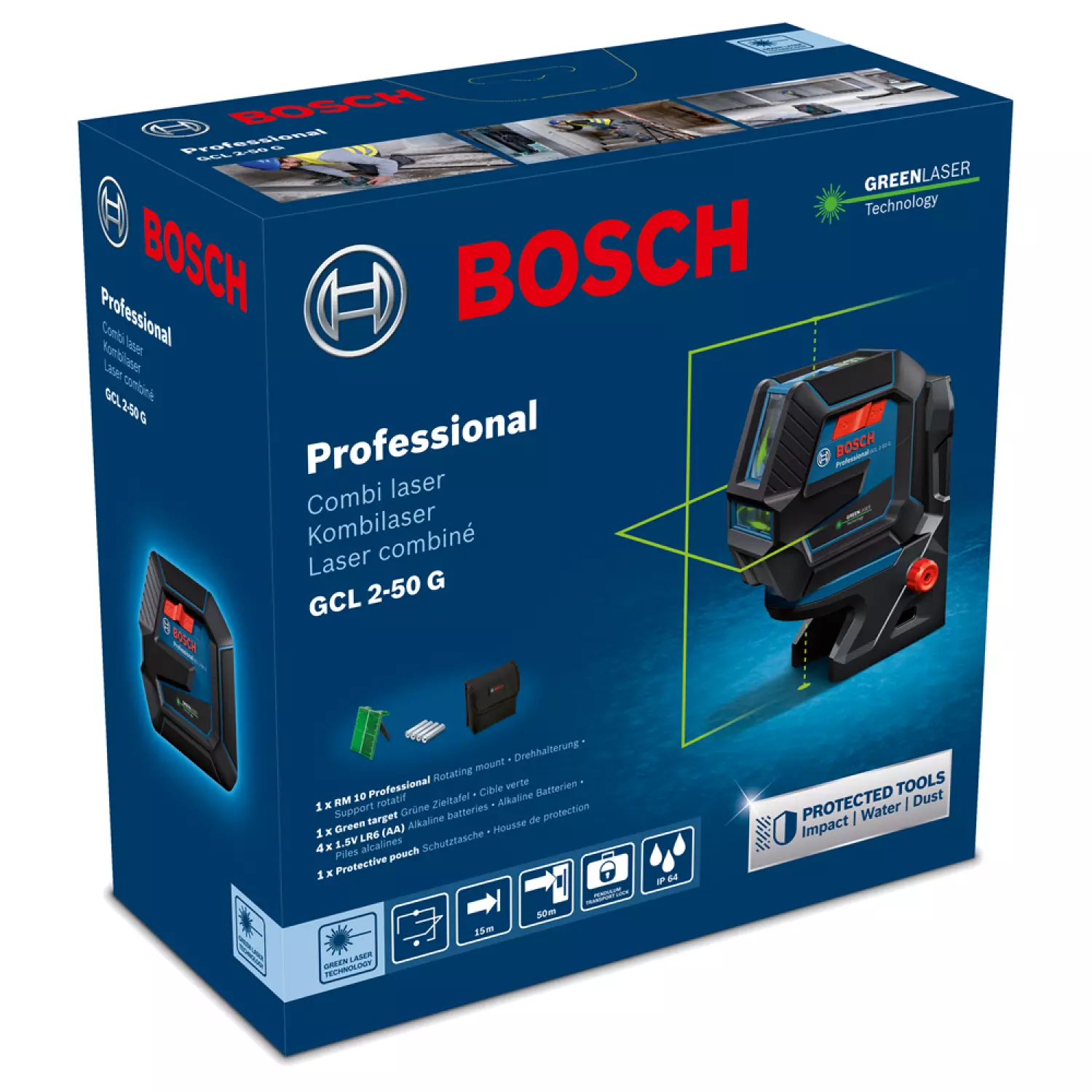 Bosch GCL 2-50 G Kruislijnlaser + houder in opbergetui - 15m-image