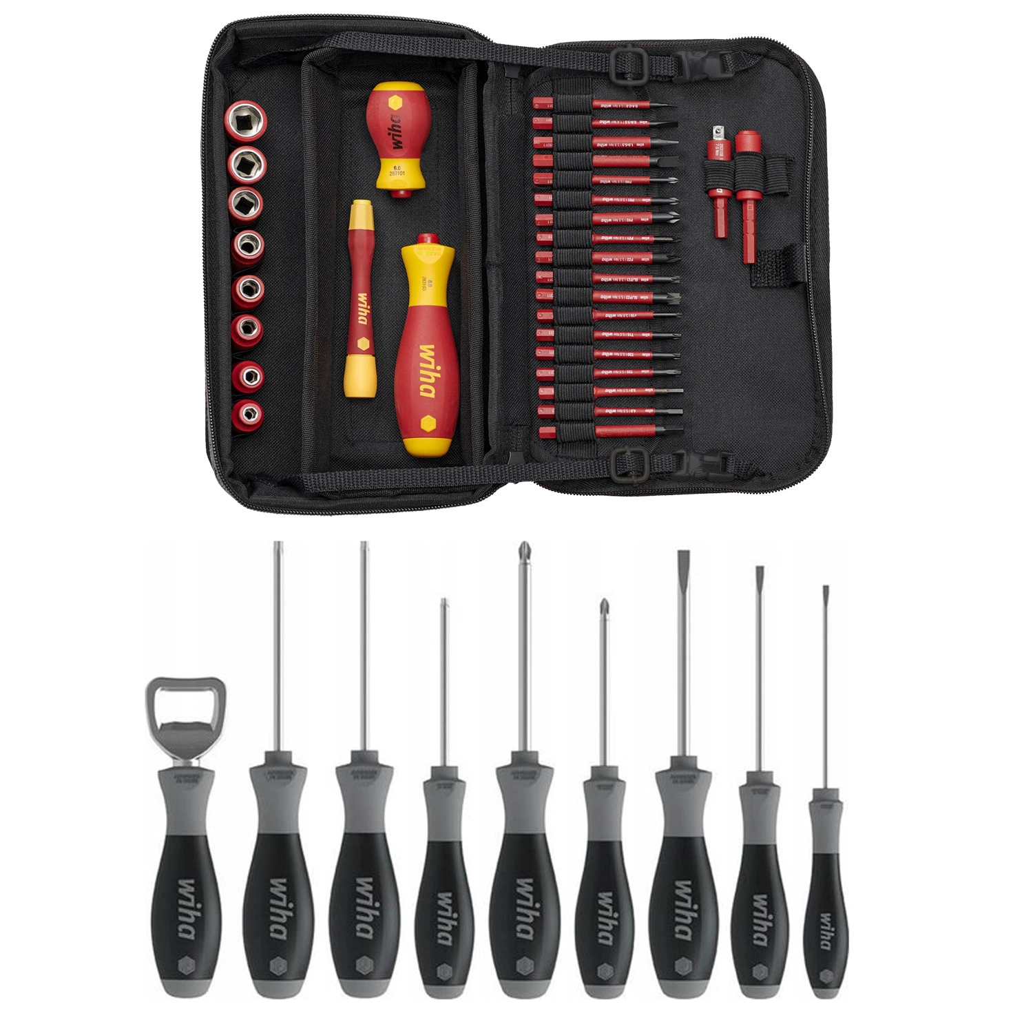 Wiha 7209NK2002 Jeu d'outils VDE slimVario 31 pièces dans un sac + 85 ans SoftFinish Jeu de tournevis 9 pièces-image
