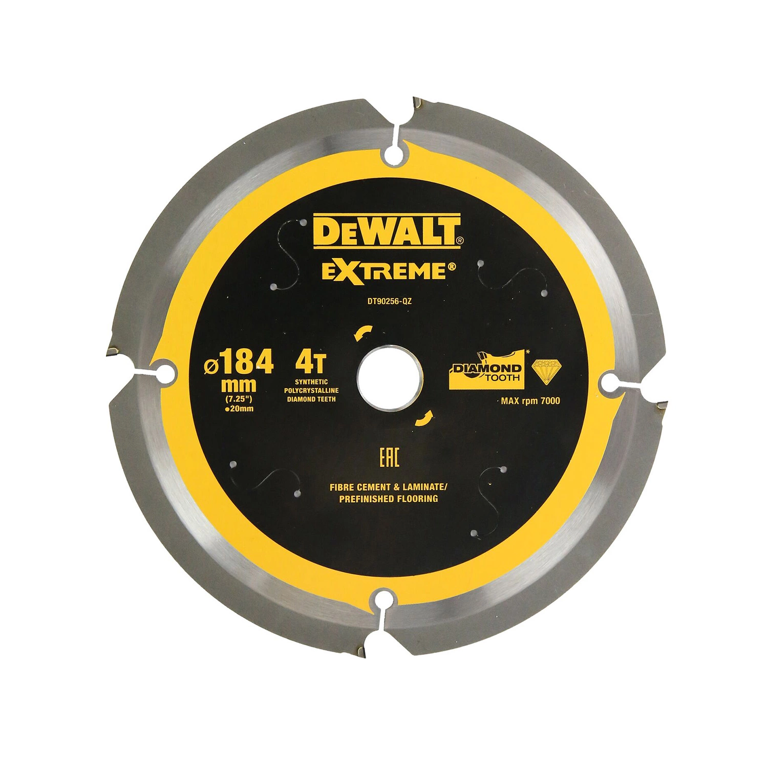 DeWALT DT90256-QZ cirkelzaagblad voor PCD laminaat/vezelcement - 184 x 20/16 x 4T