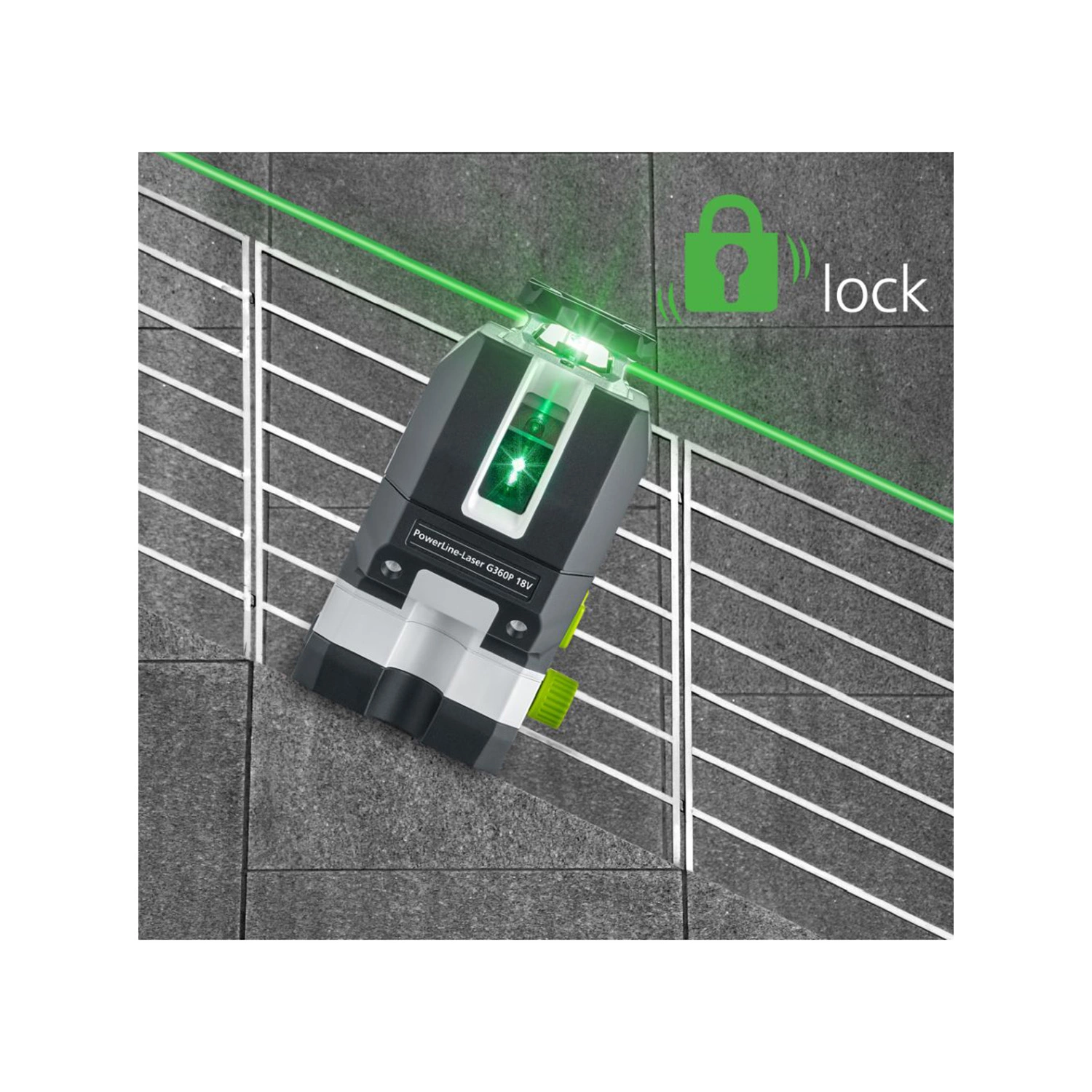 Laserliner PowerLine-Laser G360P Multi-18V Laser à lignes croisées dans L-Boxx - 2 lignes - vert - 60 m