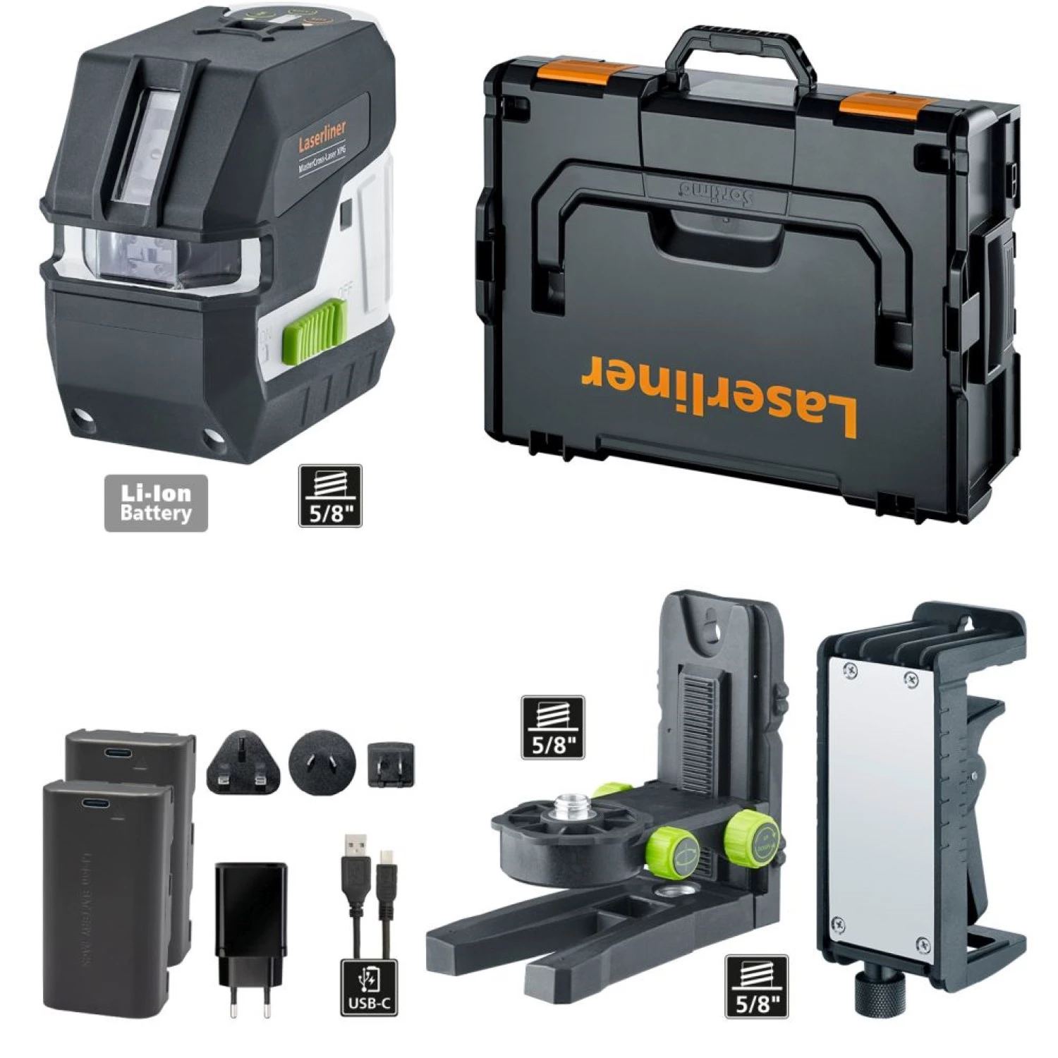 Laserliner MasterCross XPG Pro Laser à lignes croisées dans L-Boxx - 4 lignes - vert - 55 m - IP64-image