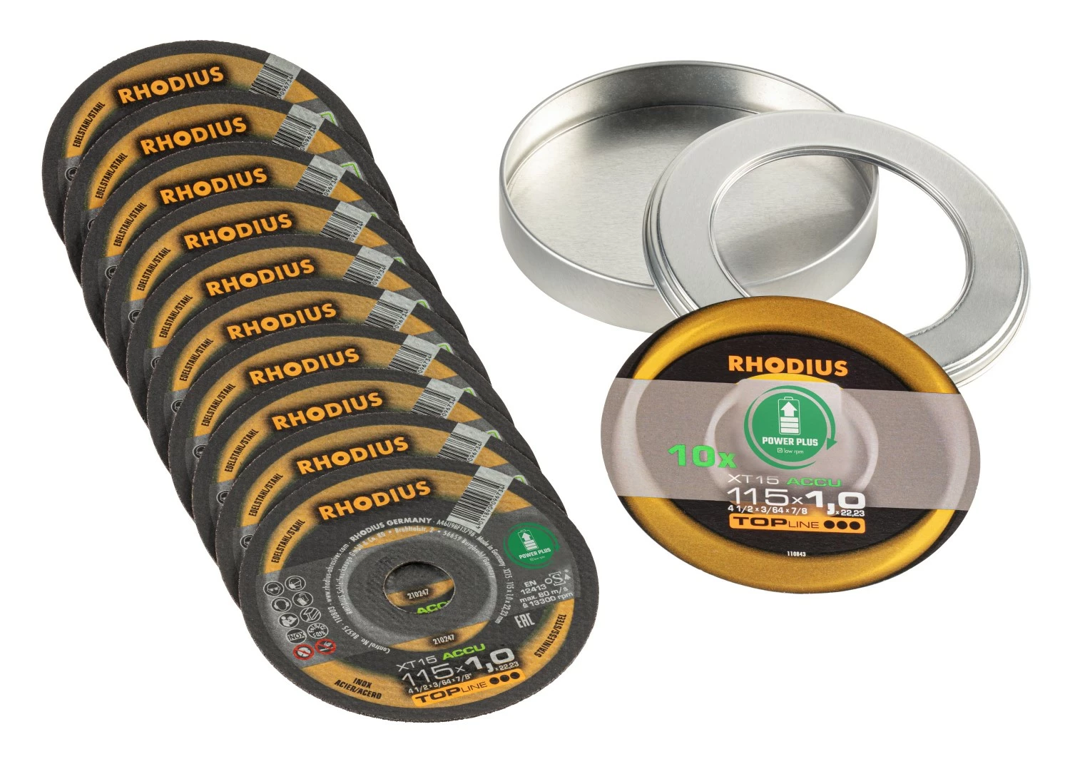 Rhodius 210247 XT15 ACCU TOPline lll Doorslijpschijf extra dun 115 x 22,23 x 1mm (10 st)-image