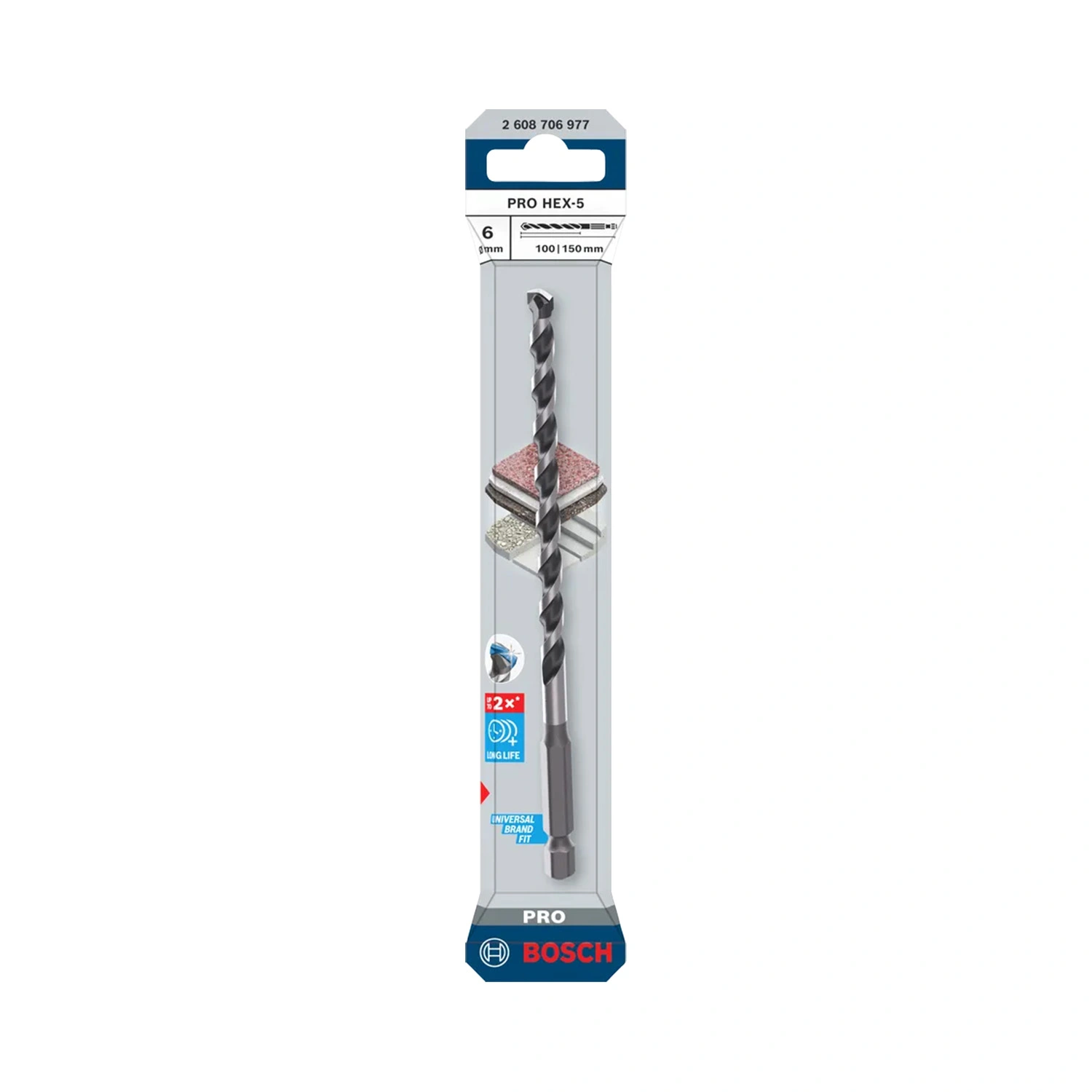 Bosch PRO 2608706977 Foret à béton HEX-5, 6x100x150 mm