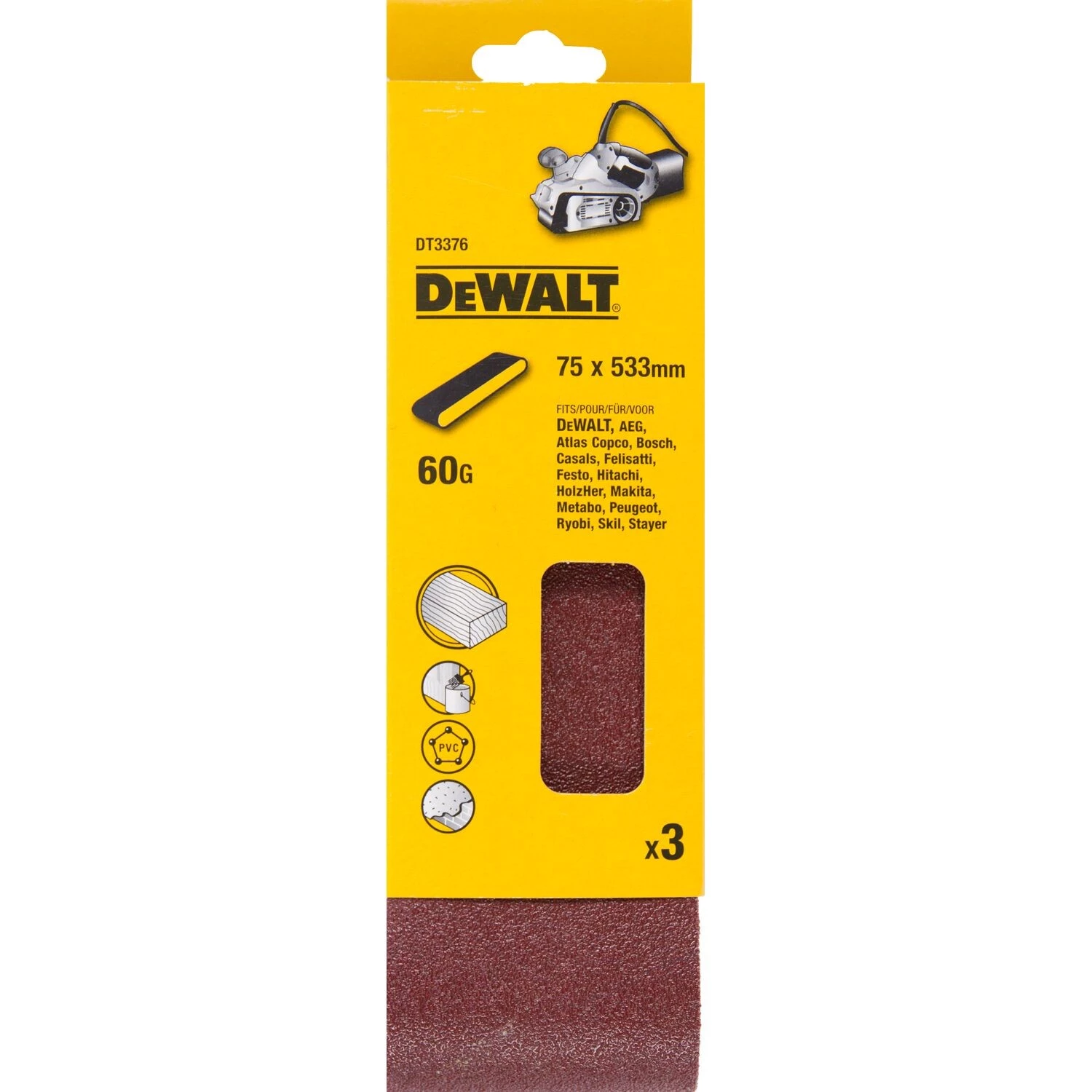 DeWALT DT3376 Schuurband - K60 - 75x533mm - 3st-image