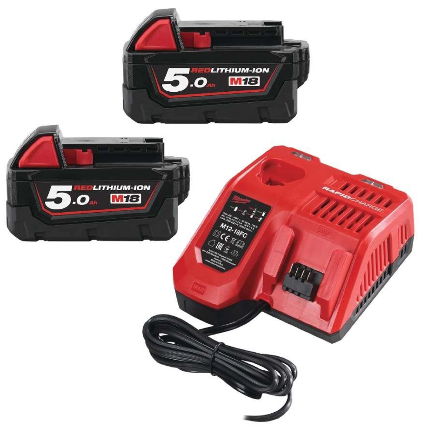 Milwaukee M18 NRG-502 18V Li-Ion accu starterset (2x 5.0Ah) + lader-image