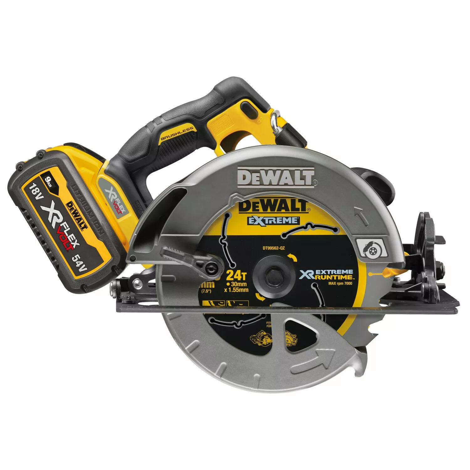 DeWALT DCS578X2-QW 54V Li-ion XR FlexVolt accu cirkelzaag set (2x 9.0Ah) in TSTAK - 190mm-image