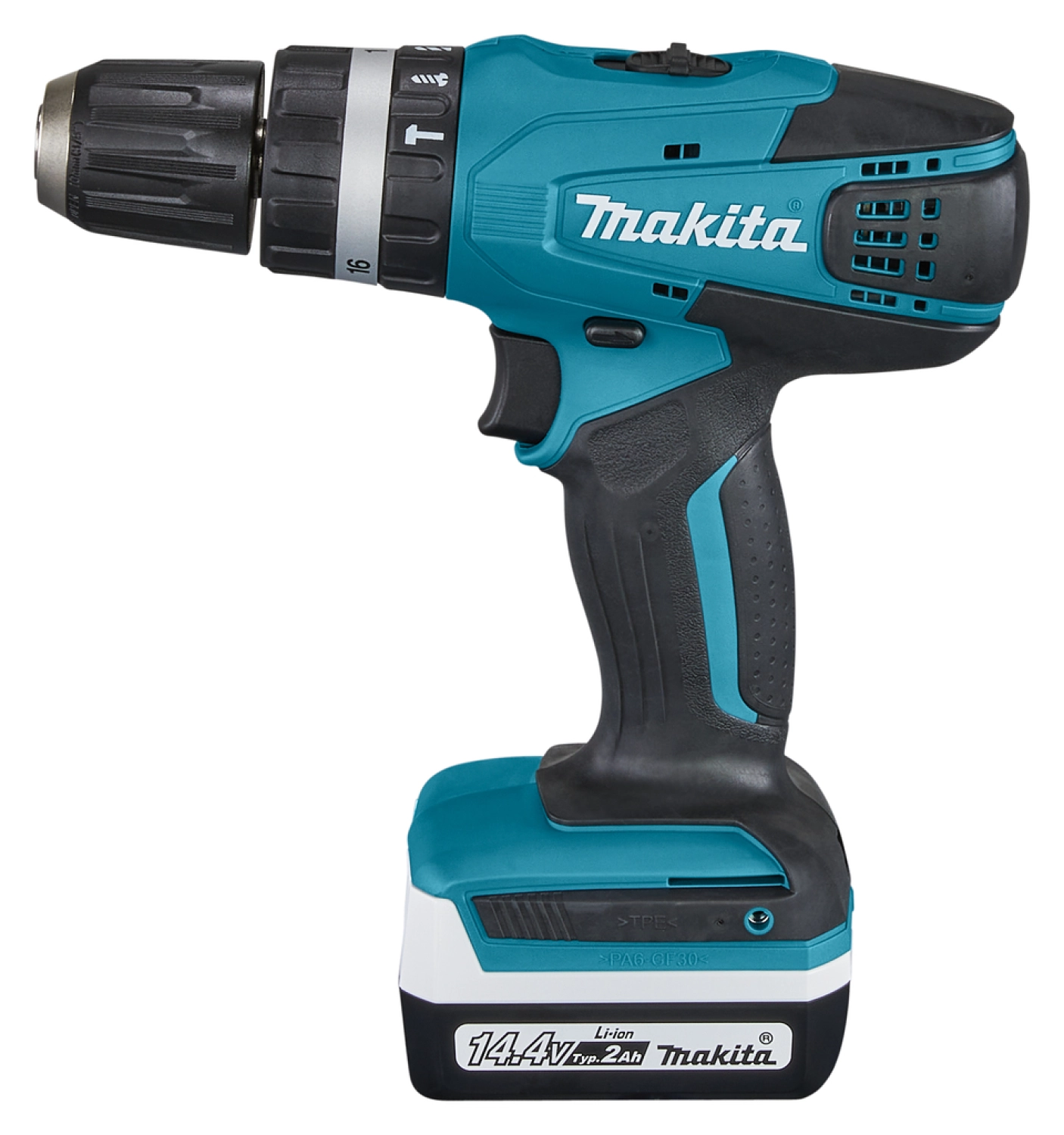 Perceuse visseuse à percussion sans-fil Makita HP347DWAE - 14,4 V-ion - 2 batteries 2,0 ah - Coffret-image