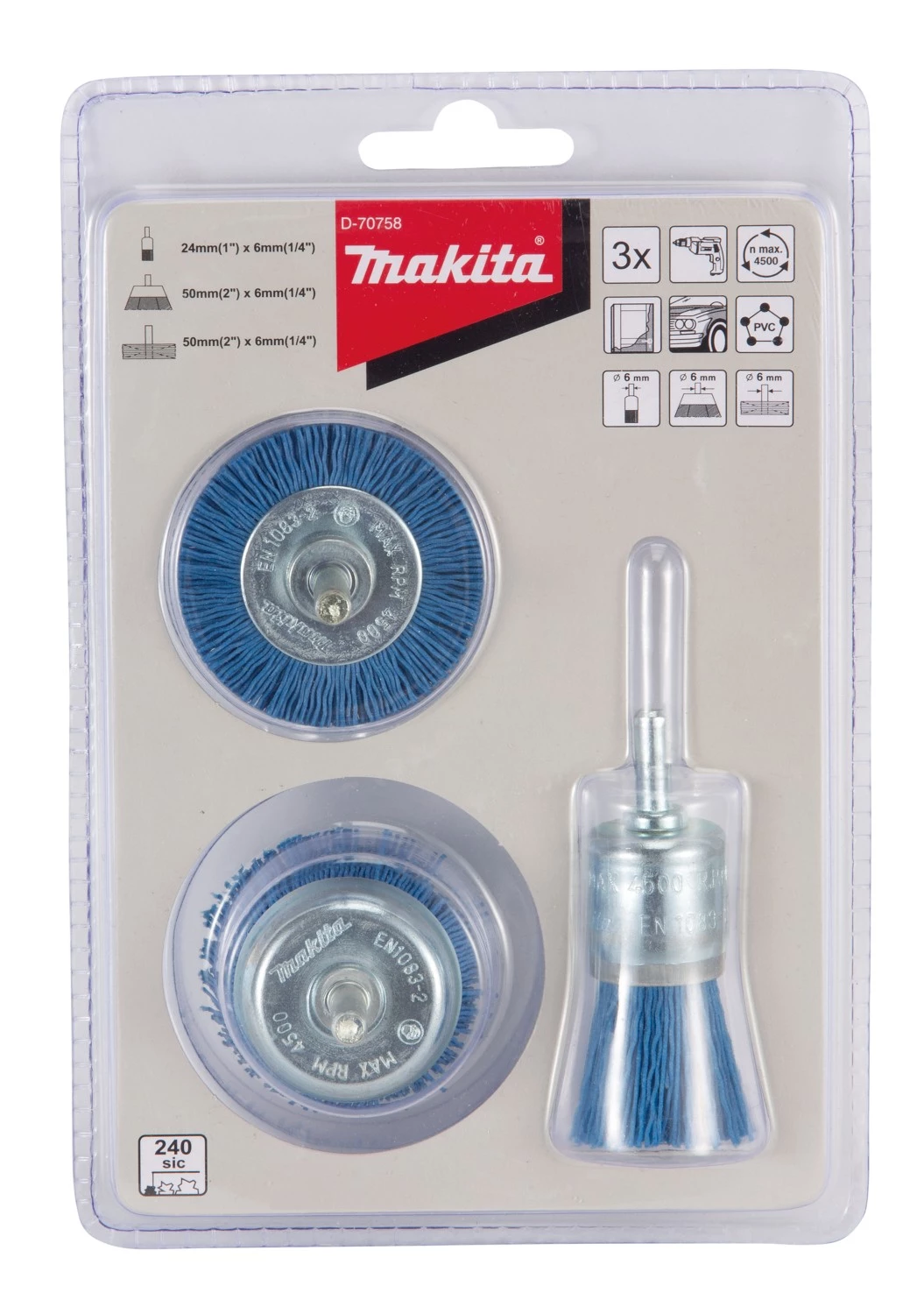 Makita D-70758 Jeu de brosses 3 pièces - K240-image