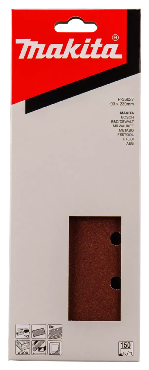 Makita P -36027 Feuille de ponçage plat rouge , grains 150 , 93 x 230 mm (10 pcs)-image