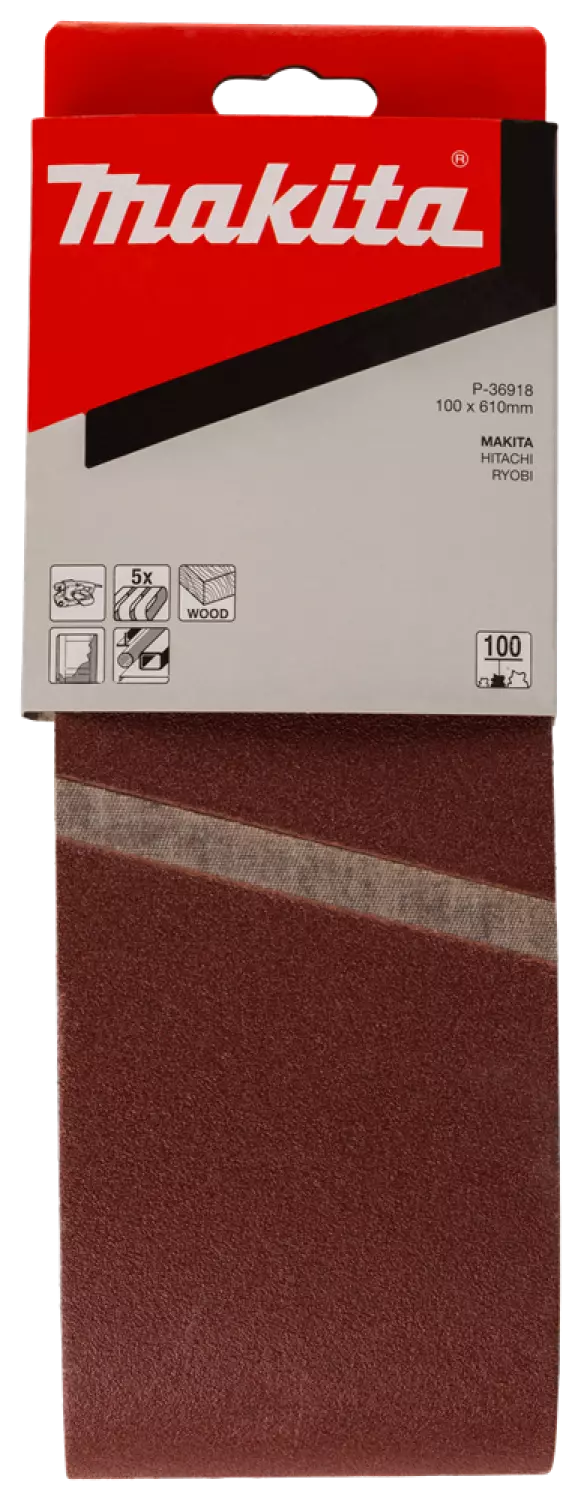 Makita P -36918 Bande abrasive - K100 - 100 x 610 mm (5 pcs)-image
