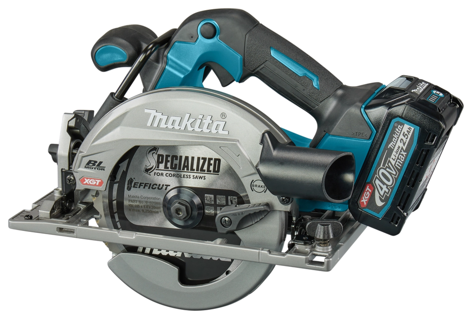 Makita HS012GD201 XGT 40V Li-Ion scie circulaire sans fil (2 batteries 2,5 Ah) dans Mbox - 165 mm-image