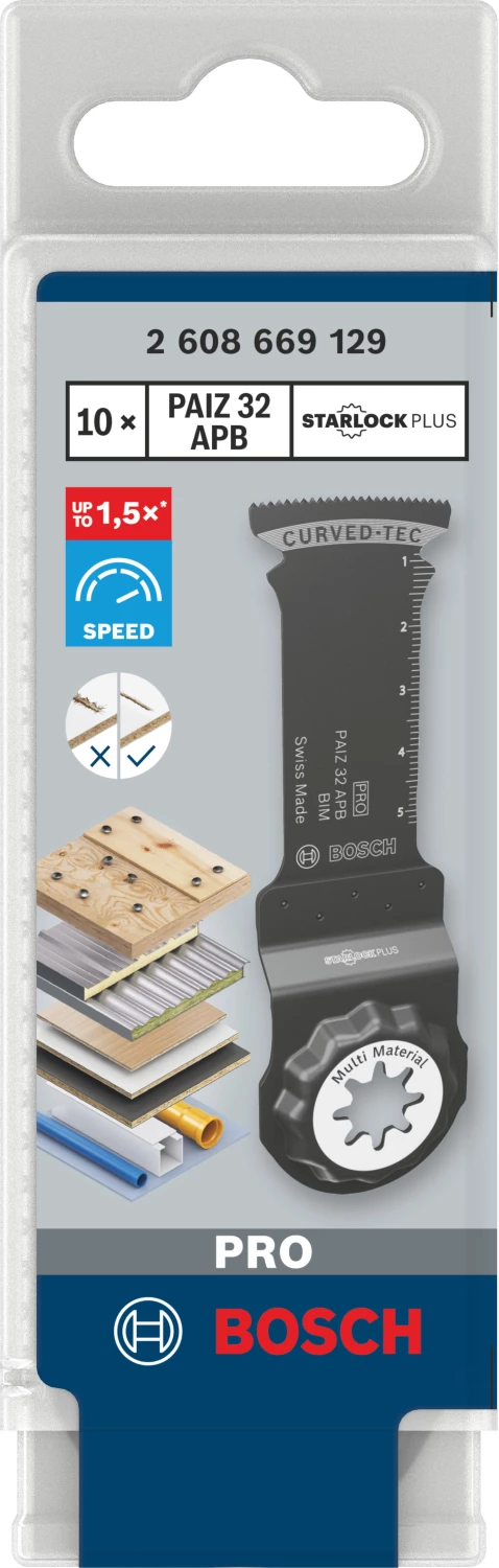 Bosch PAIZ 32 APB PRO lame de scie plongeante pour outil multifonction pour bois, métaux non ferreux et plastique (10 pièces)-image