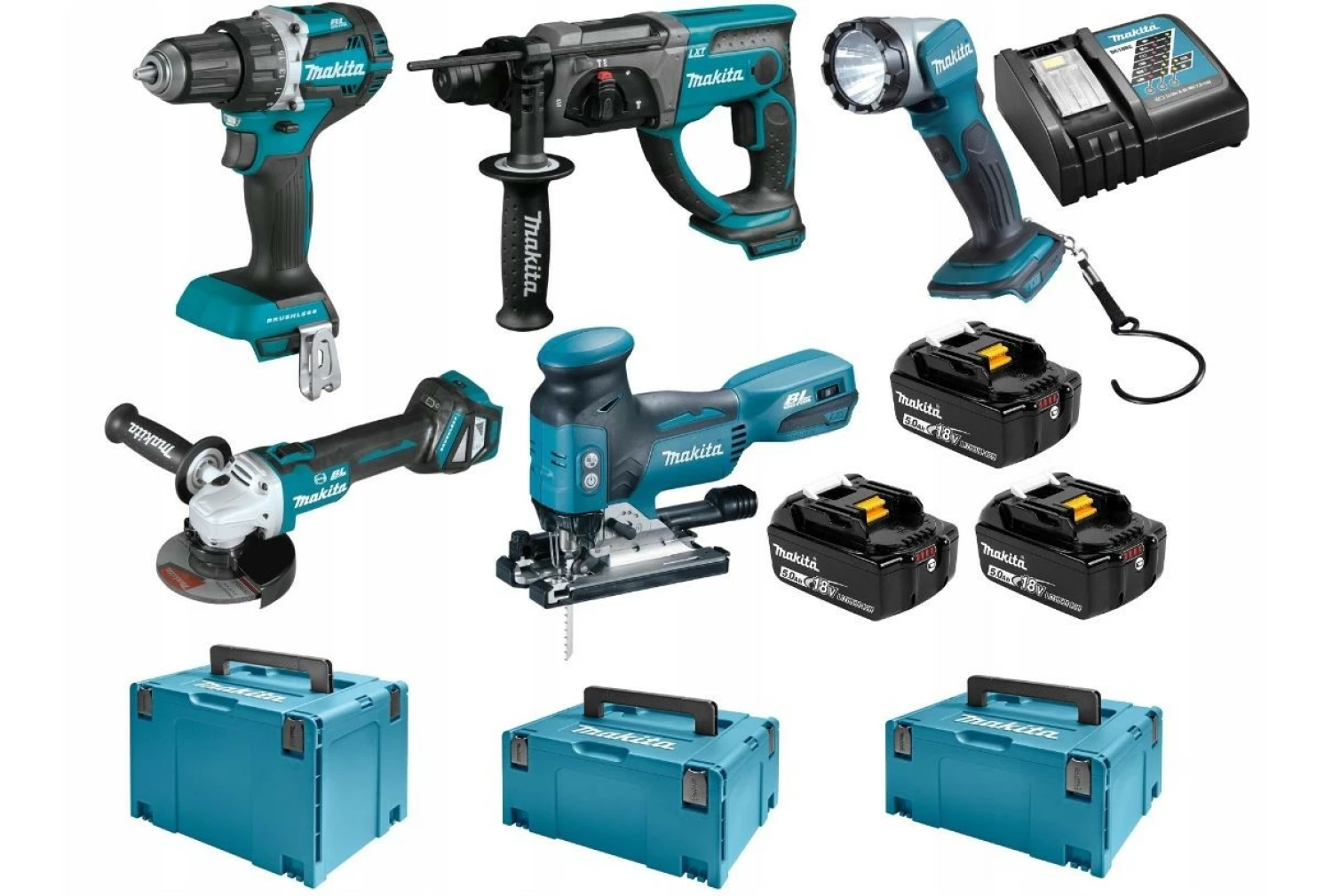 Makita DLX5044TJ ensembles de 5-machines 18V Li-ion batteries (3x 5.0Ah ) dans Mbox-image