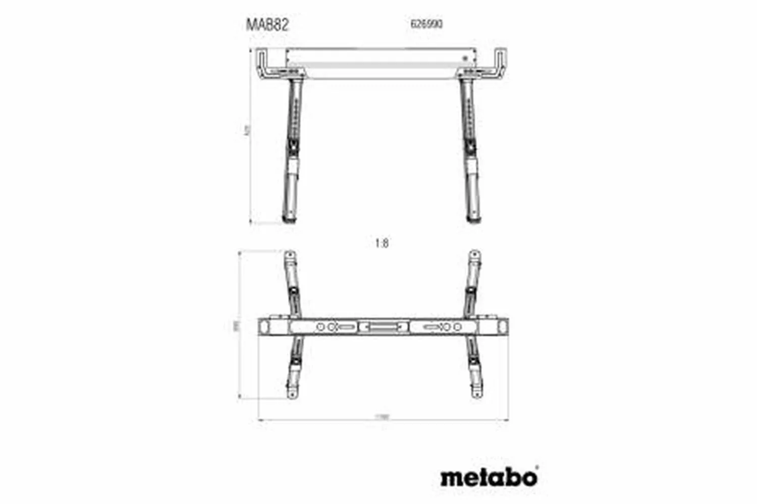 Metabo MAB 82 Jeu de tréteaux en acier - capacité de charge 590 kg (2 pièces)-image