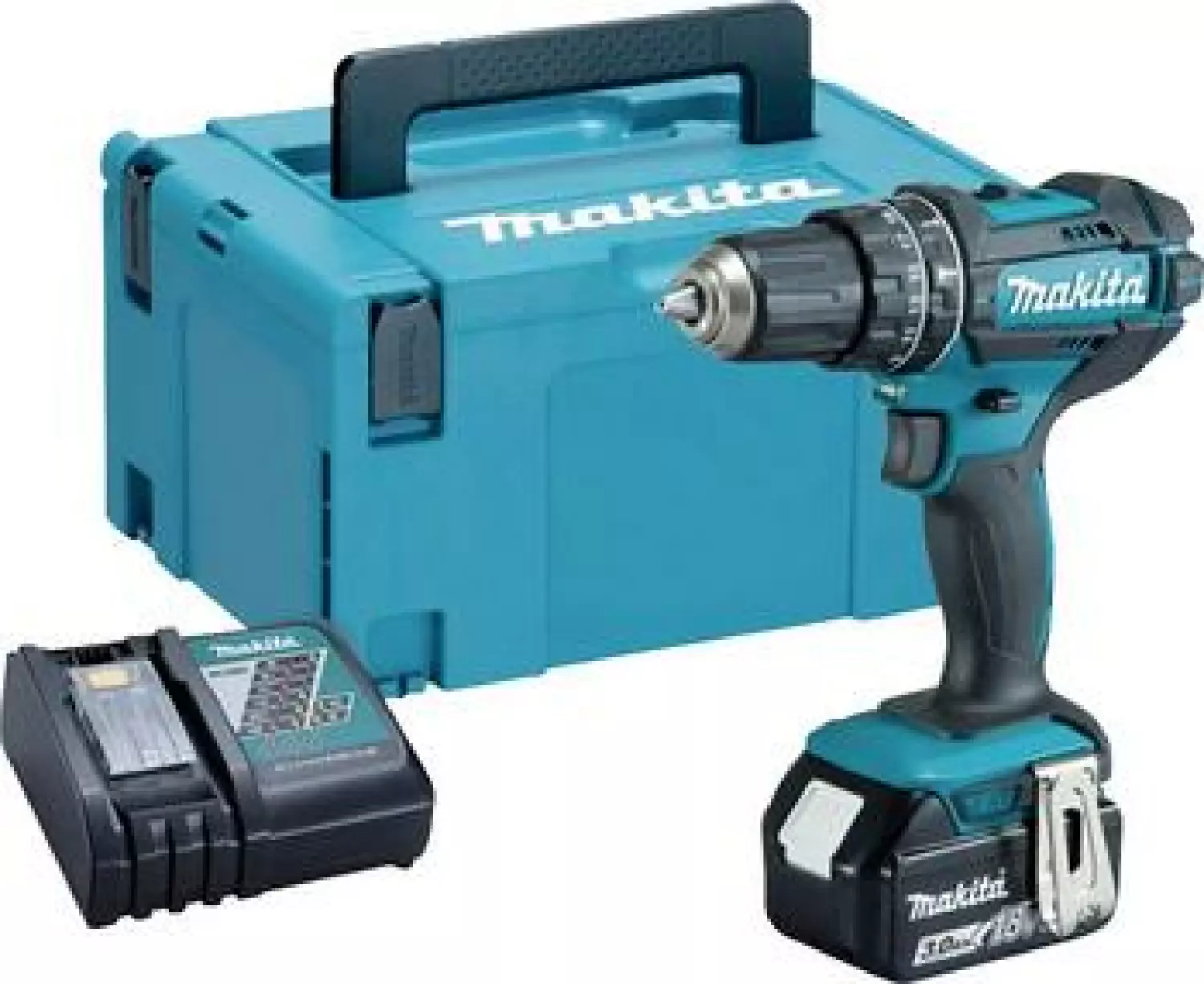 Makita DHP482RF 18V Li-Ion accu klopboor-/schroefmachine set (1x 3.0Ah accu) in Mbox-image