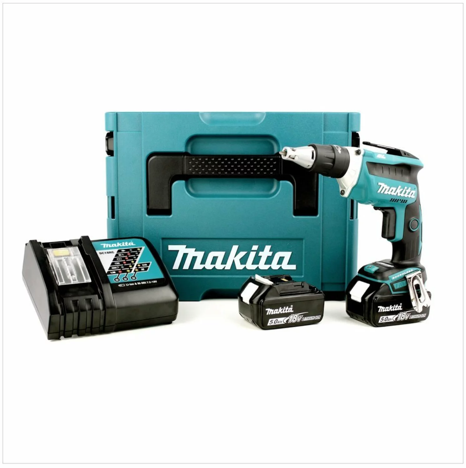 Makita DFS452RMJ Visseuse plaquiste à batteries 18V Li-Ion set (2x batterie 4.0Ah) dans MAKPAC - moteur sans charbon-image