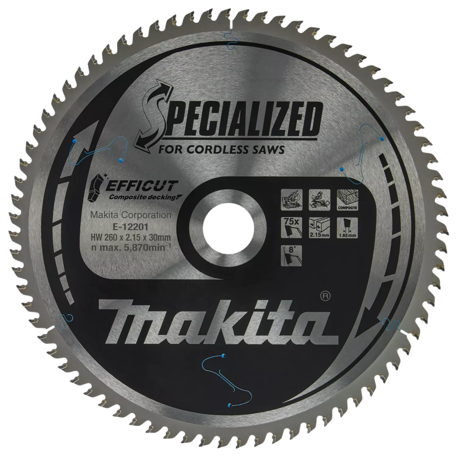 Makita E-12201 Efficut Lame de scie circulaire WPC - 260x30x2,15mm 75T-image