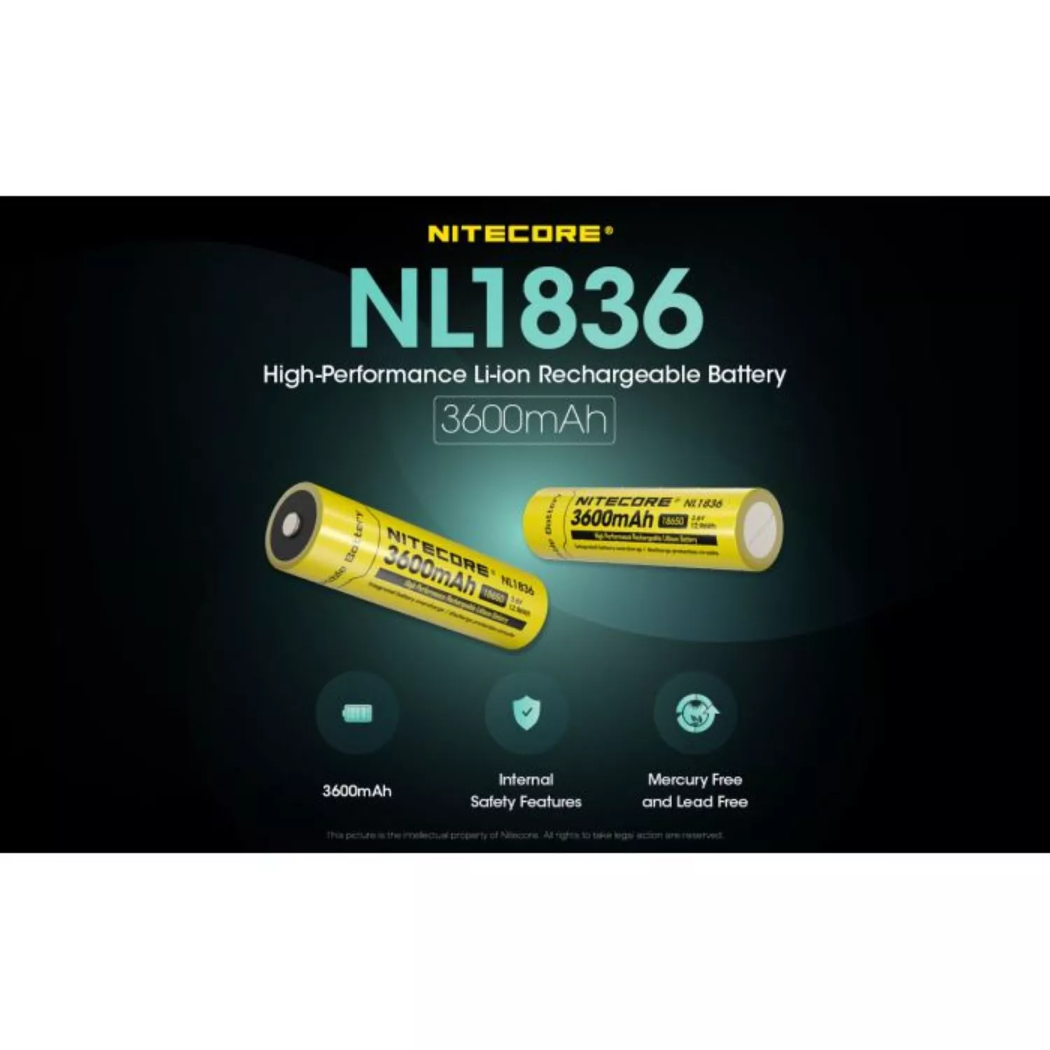 Nitecore NL1836 Oplaadbare 18650 Li-Ion batterij 3600mAh-image