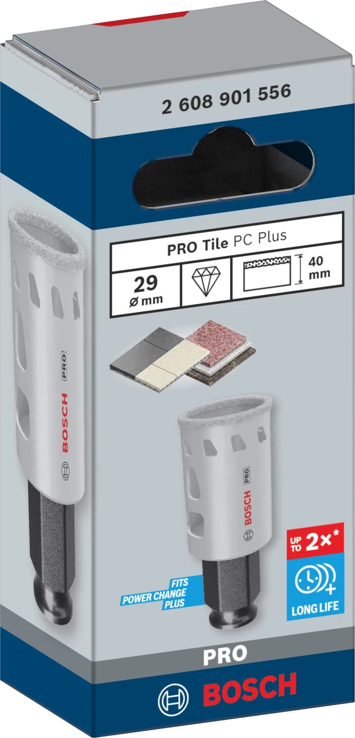 Bosch 2608901556 Scie cloche diamantée PRO Tile PC Plus pour carrelage - 29 mm-image