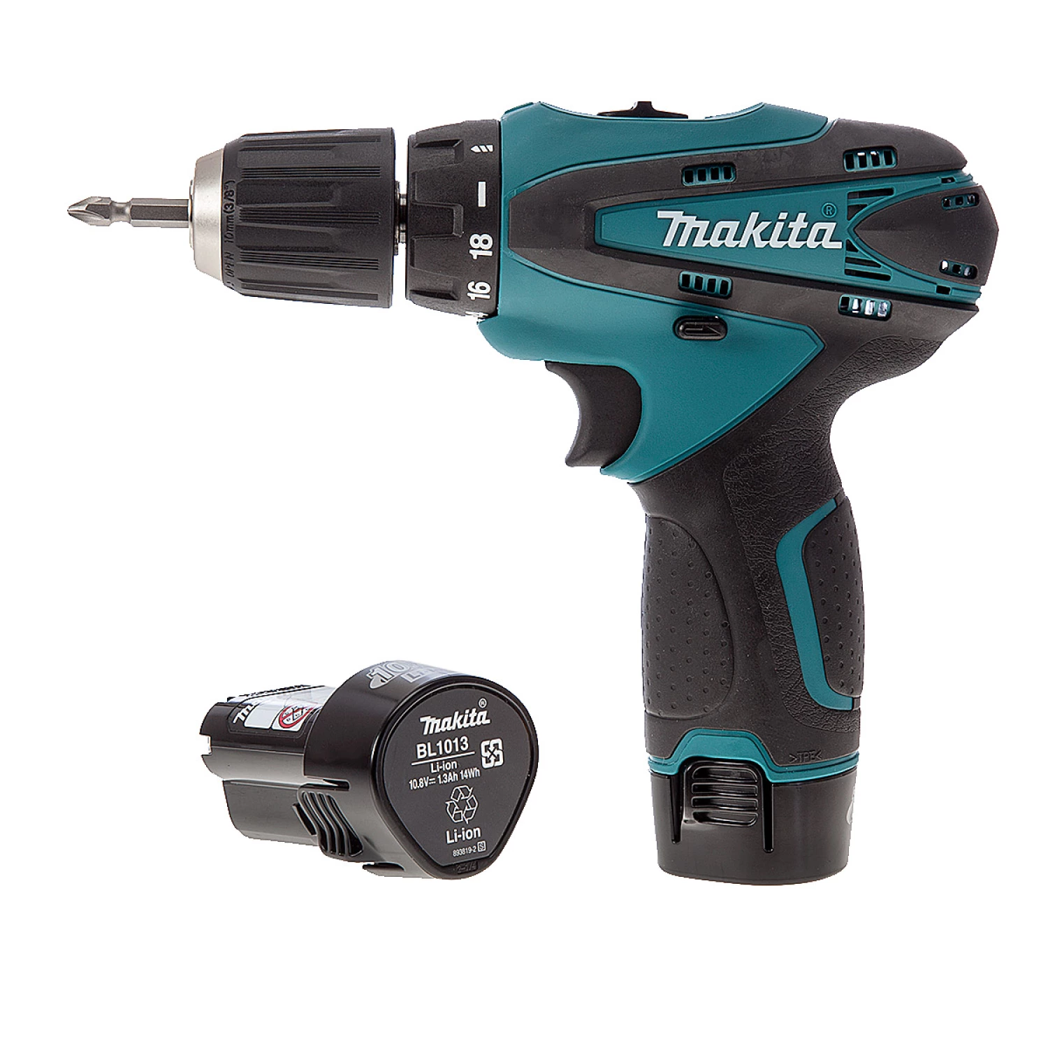 Makita DF330DWE perceuse/visseuse à batterie Li-Ion 10.8V  (2 batteries 1.3Ah) dans une mallette-image