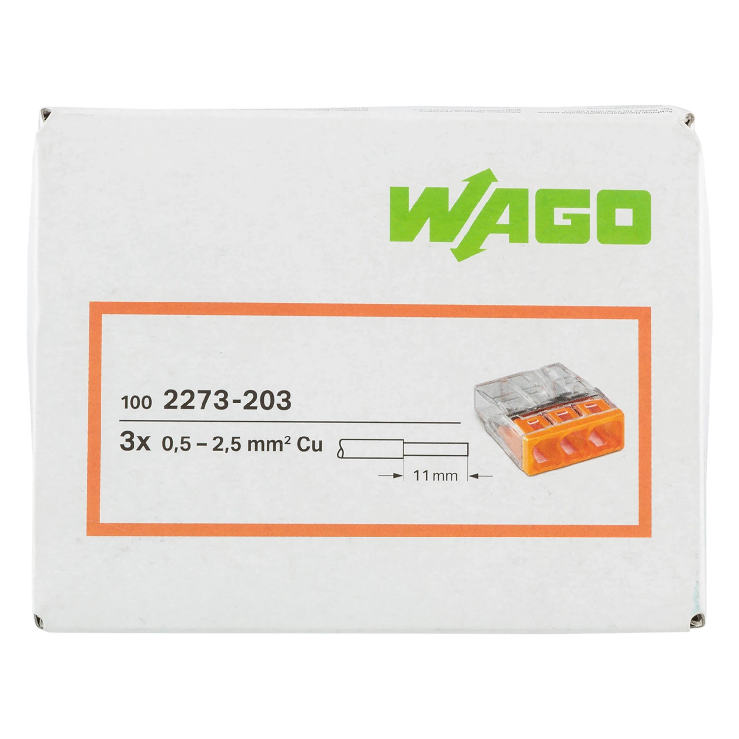 Wago 2273-203 Lasklem 3-polig - 3-gaats - 3 x 0.5 - 2.5mm² - Transparant-oranje (100st)-image