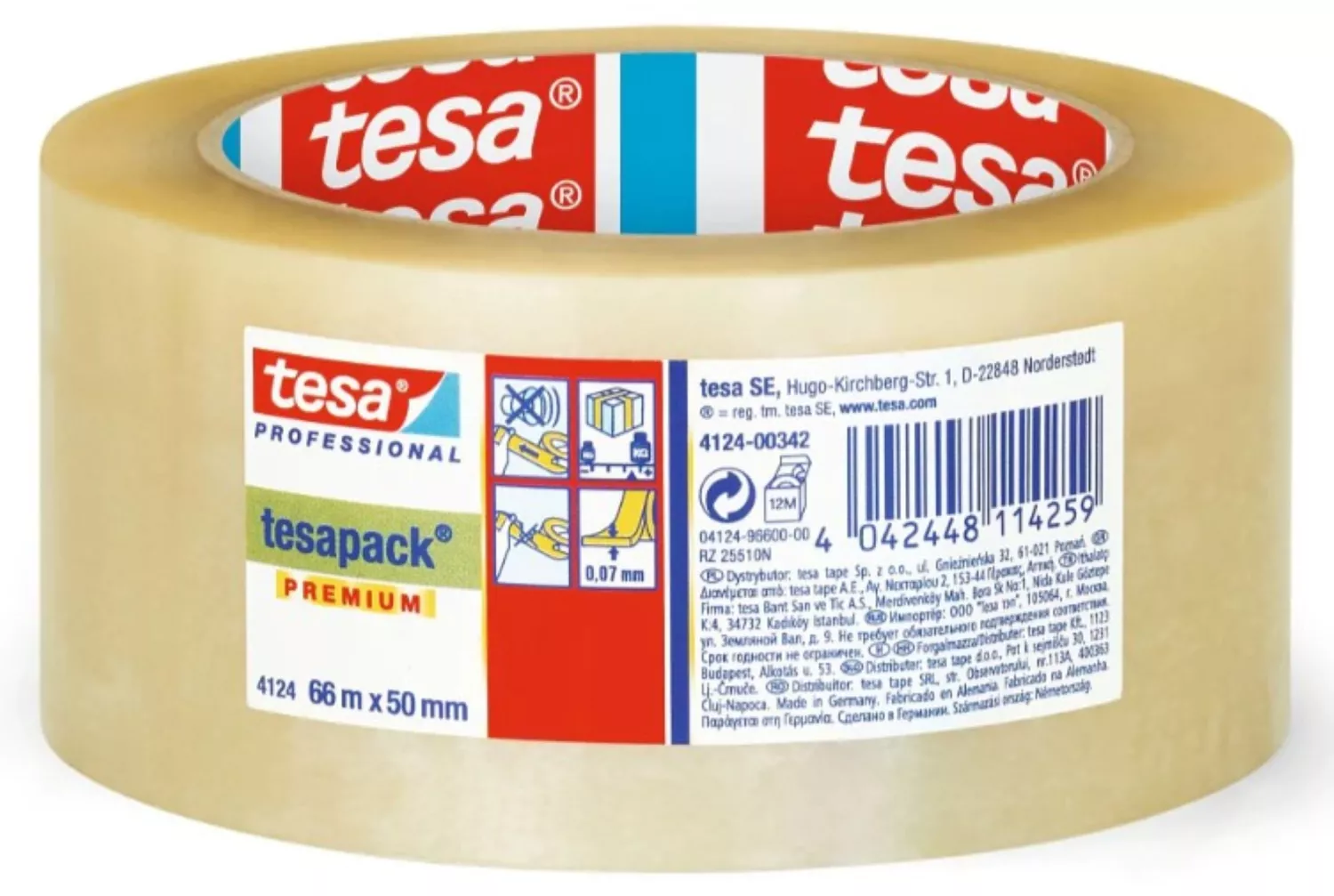 Tesa 4124 Ruban d'emballage PVC transparent - 50 mm x 66 m-image