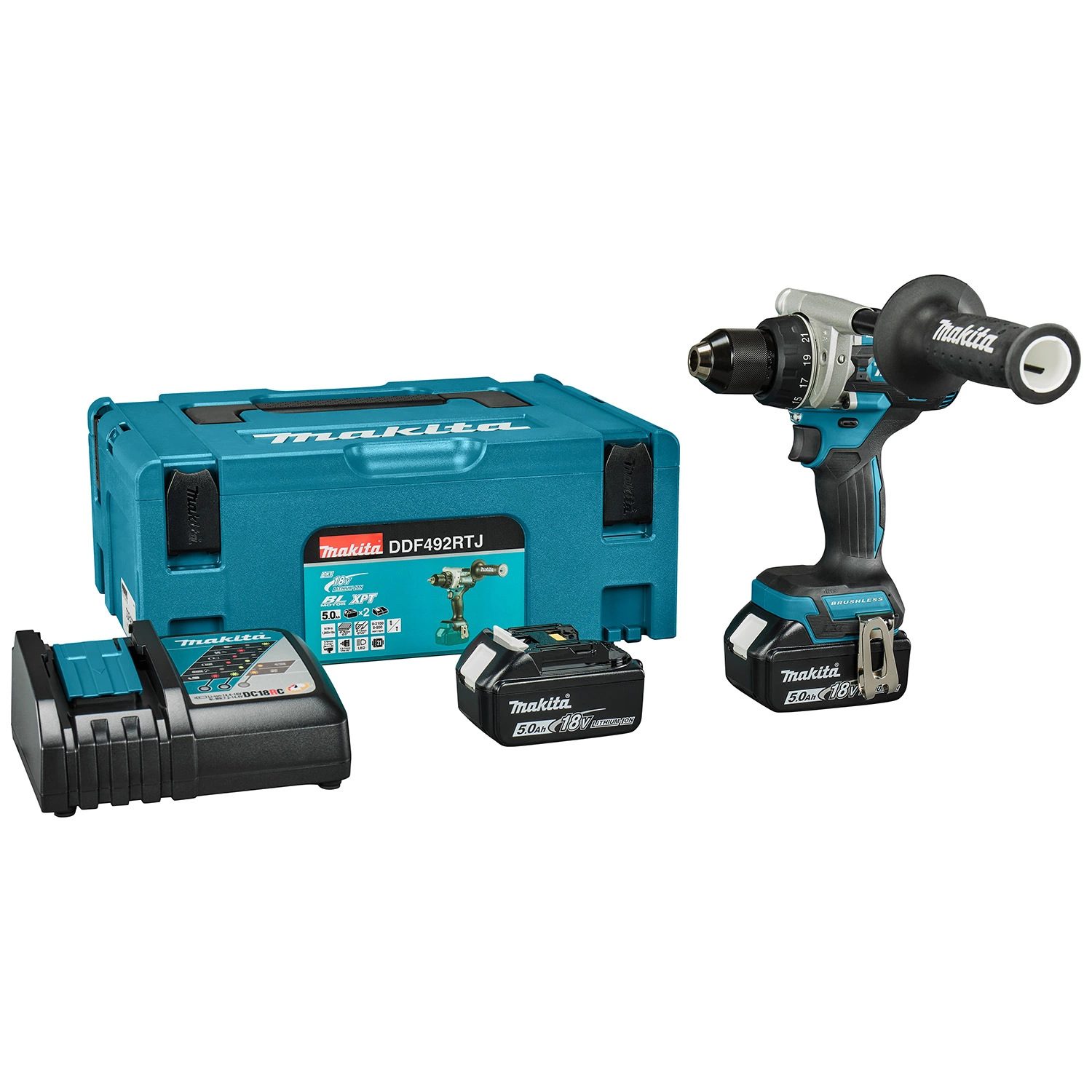 Makita DDF492RTJ 18V Li-ion accu boor-/schroefmachine set (2x 5.0Ah accu) in Mbox - koolborstelloos-image