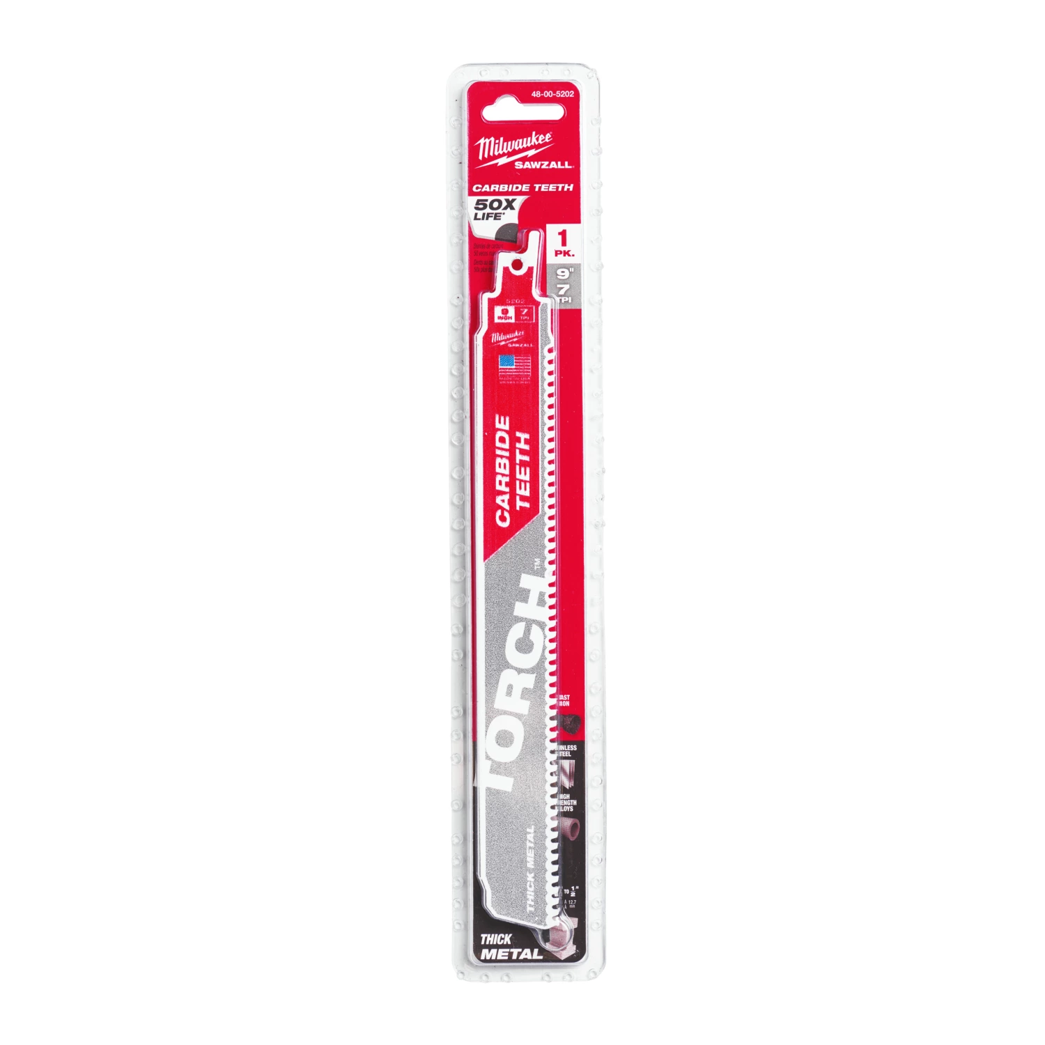 Milwaukee 48475202 Sawzall Reciprozaagblad TCT TORCH Carbide - 230 x 8TPI - metaal-image