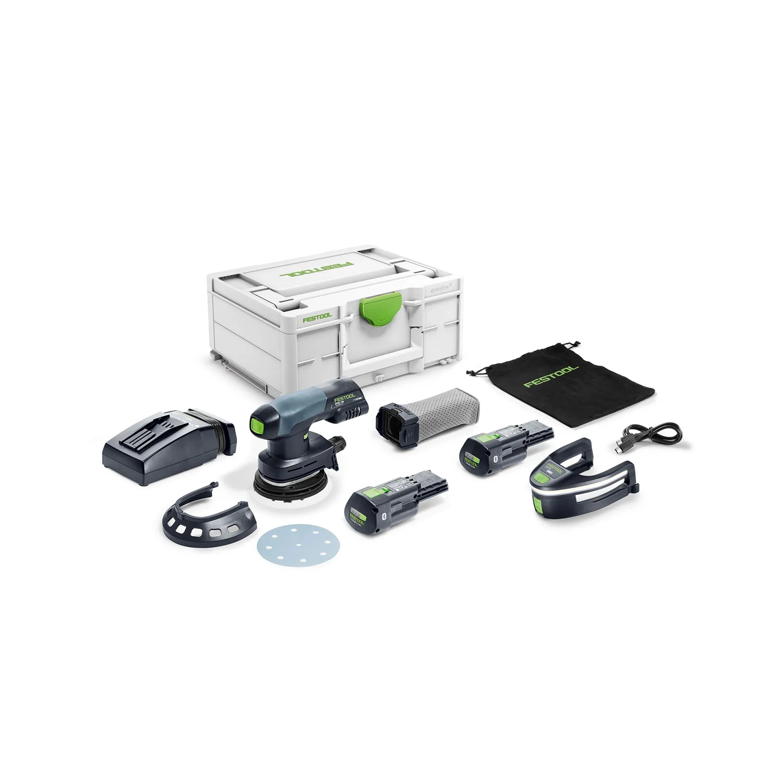 Festool ETSC 125 3,0 I-Plus : kit de ponceuse excentrique sans fil (2 x 3 Ah) dans un Systainer - 18 V - 125 mm