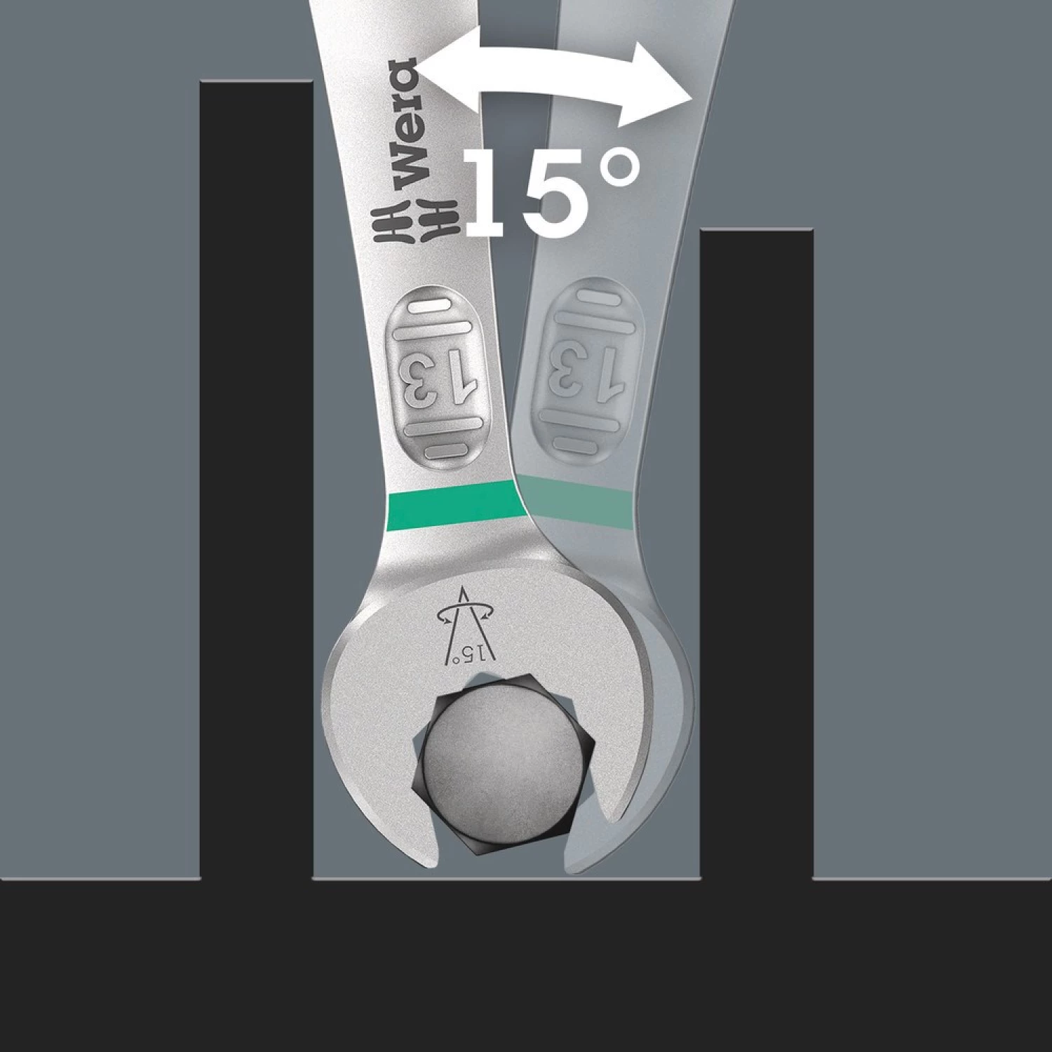 Wera 05020229001 4-delige 6003 Joker 4 Imperial set 1 Steek-/ringratelsleutelset in clip - 5.5-19mm-image