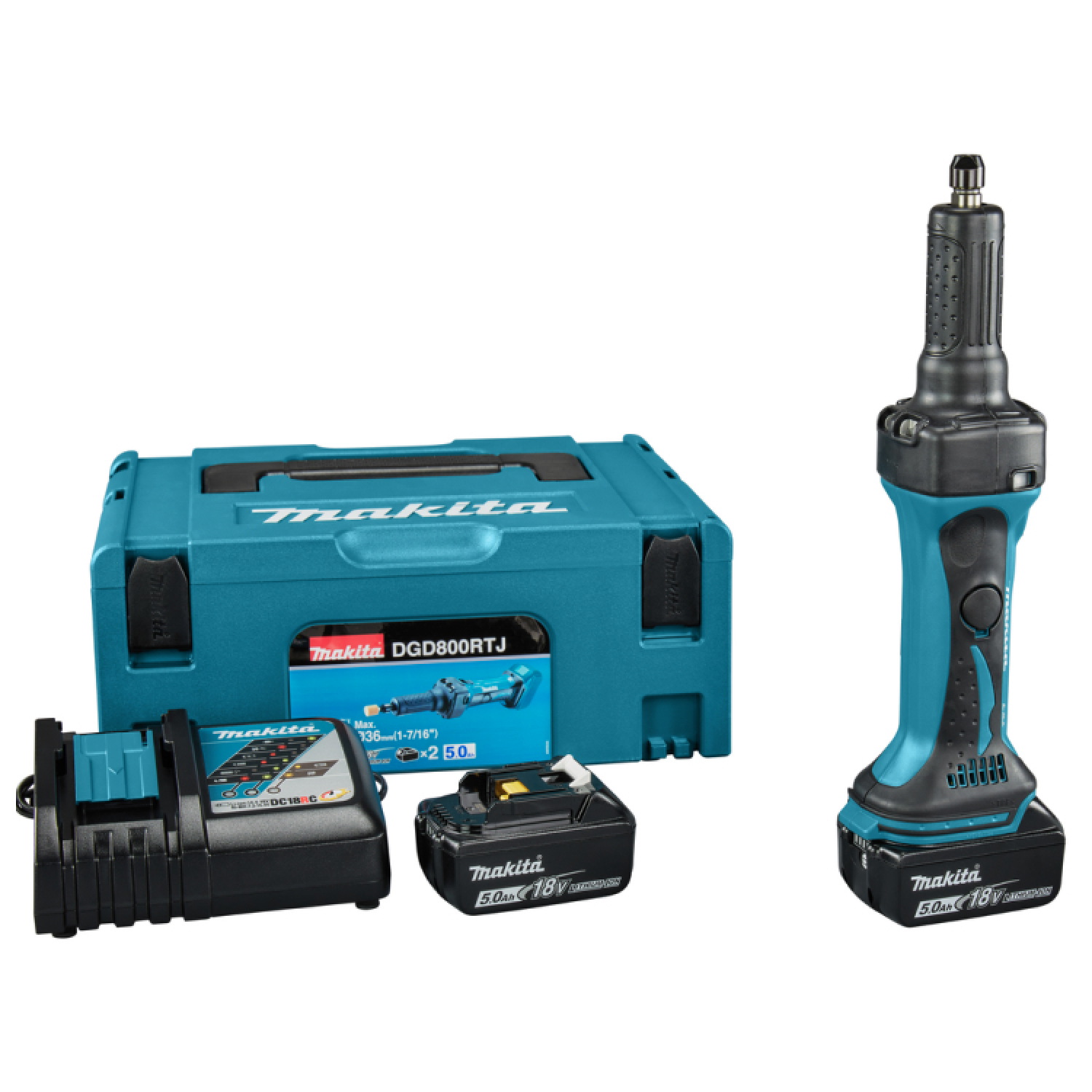 Makita DGD800Y1J 18V Li-Ion accu rechte slijper body + (1x 1.5Ah accu) in Mbox - 6mm-image