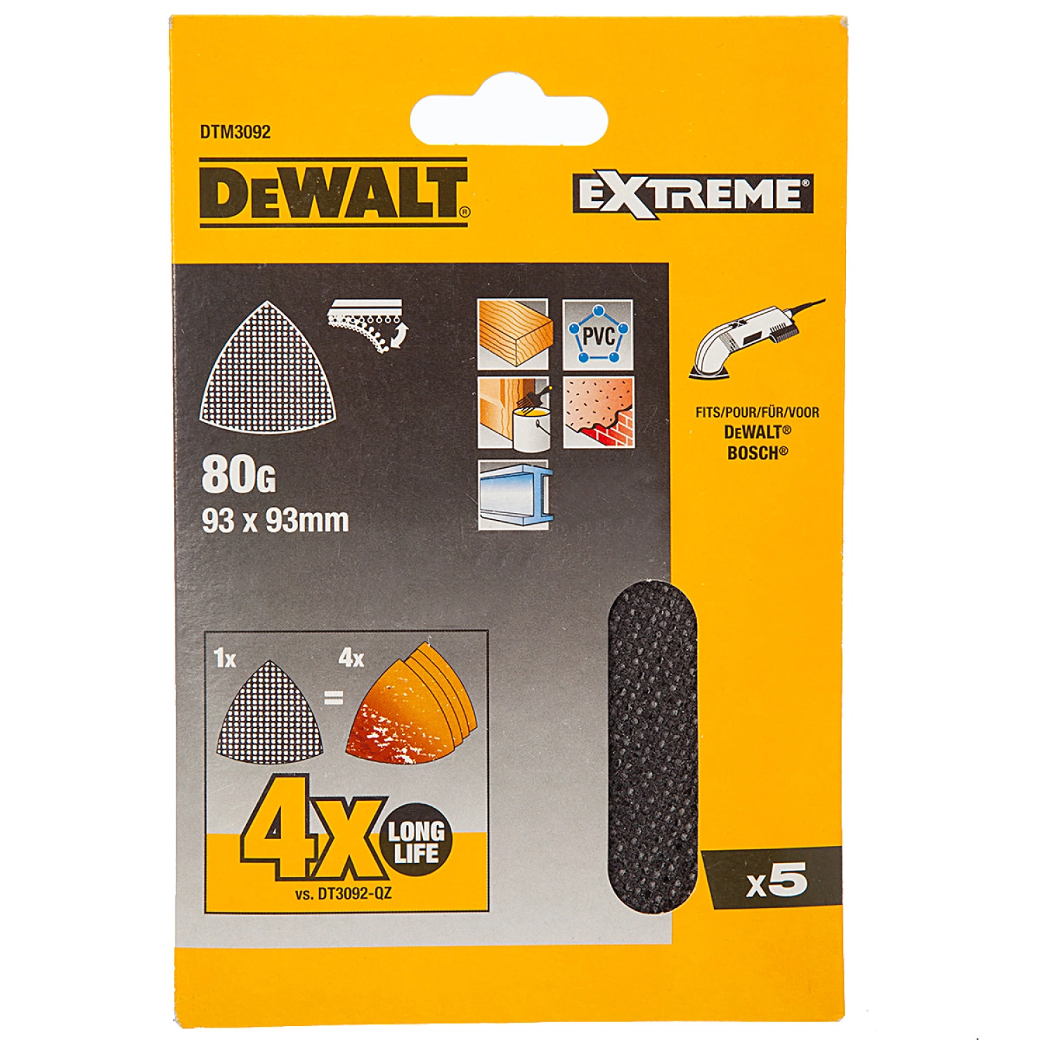 DeWALT DTM3092 Mesh schuurgaas - K80 - 93x93mm - 5st