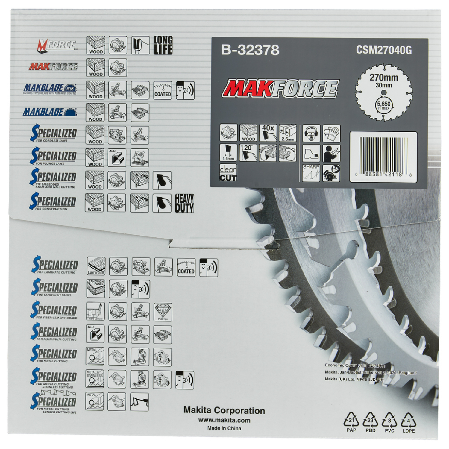 Makita B-32378 Cirkelzaagblad Hout - 270x30x2,6-image