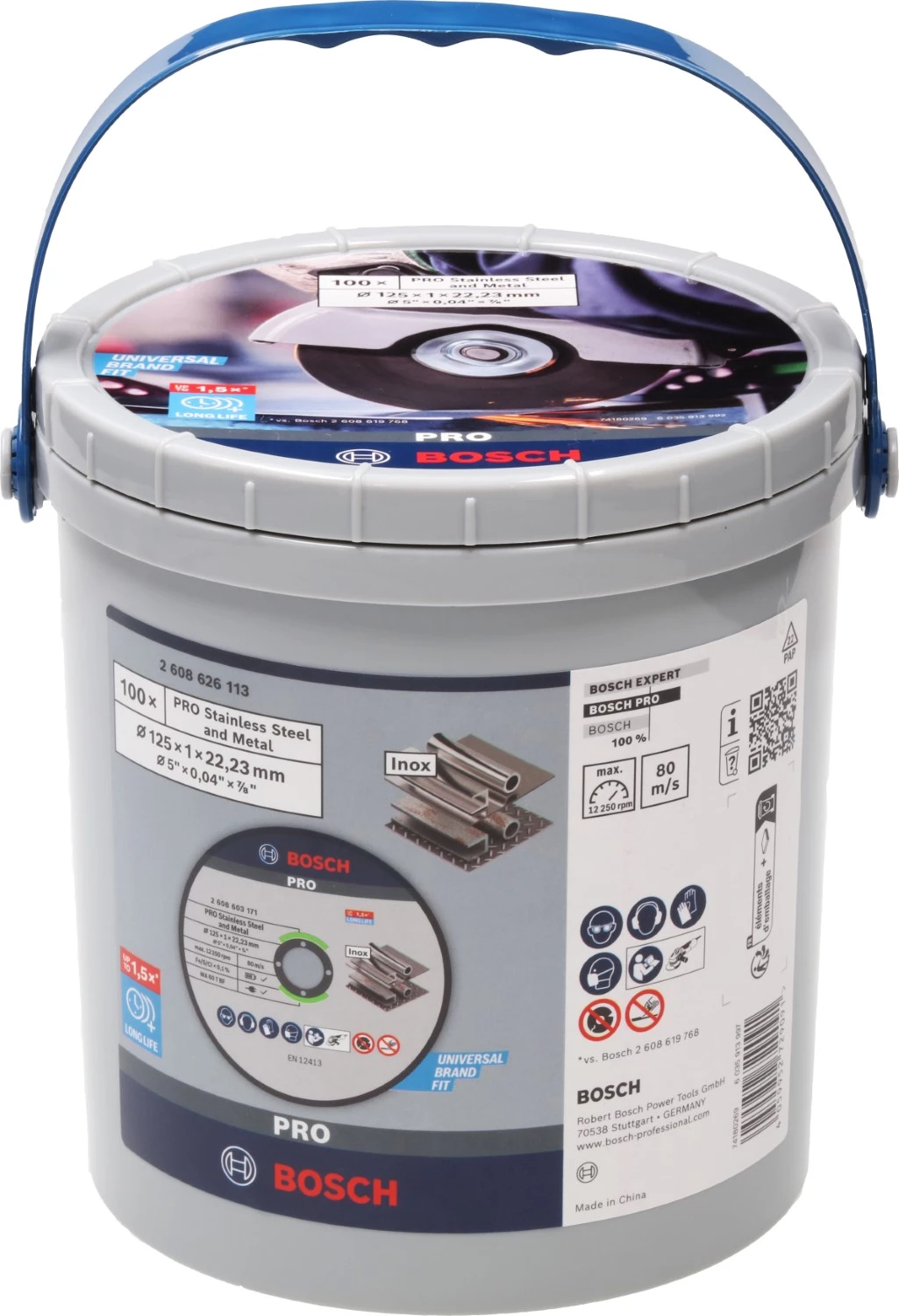 Bosch 2608626113 Disques à meuler en acier inoxydable - 1 mm - en seau (100 pièces)-image