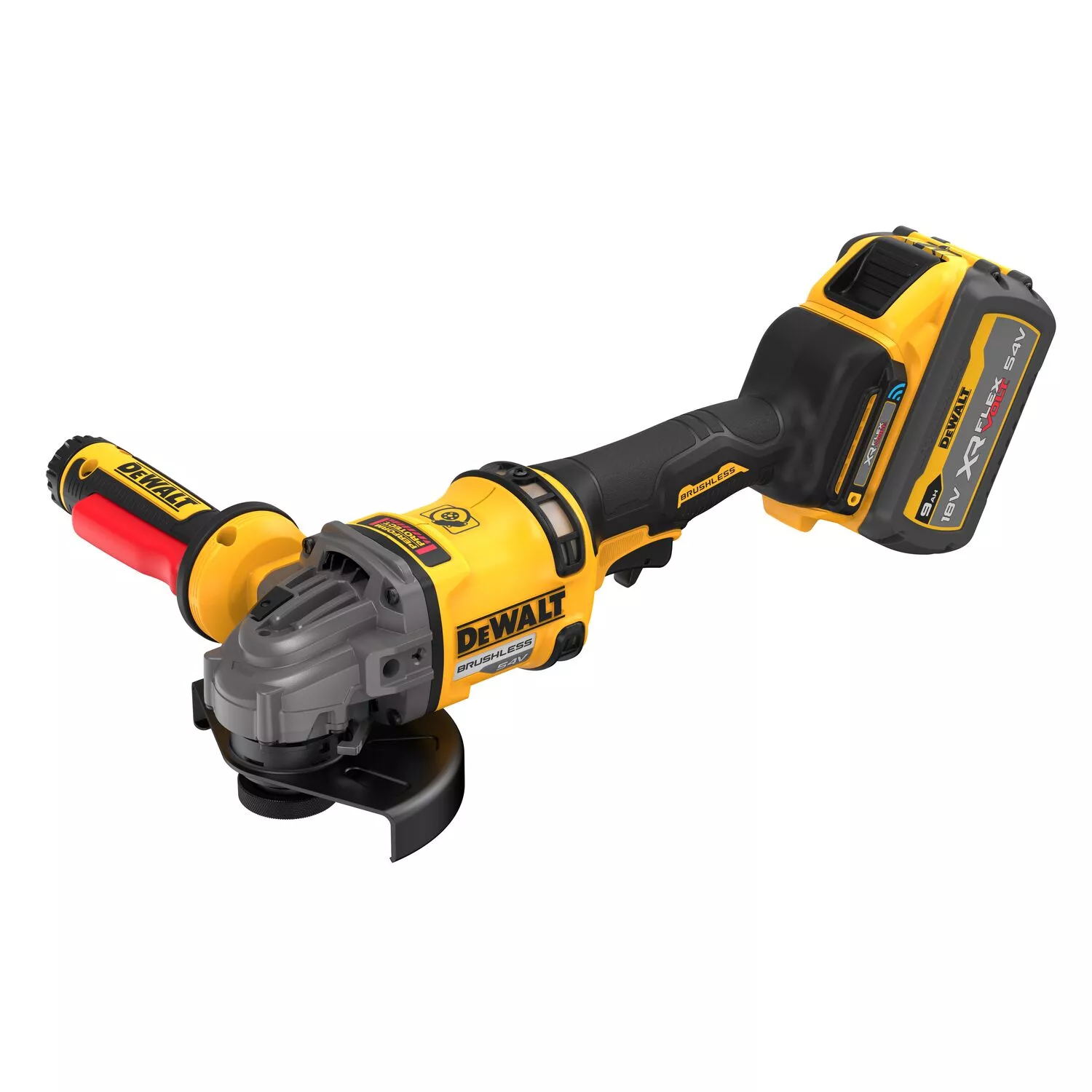 DeWALT DCG418SHDX2 Kit meuleuse d'angle sans fil Li-ion XR FlexVolt 54 V (2 batteries 9,0 Ah) dans TSTAK - 125 mm - Interrupteur de sécurité dans la poignée latérale-image