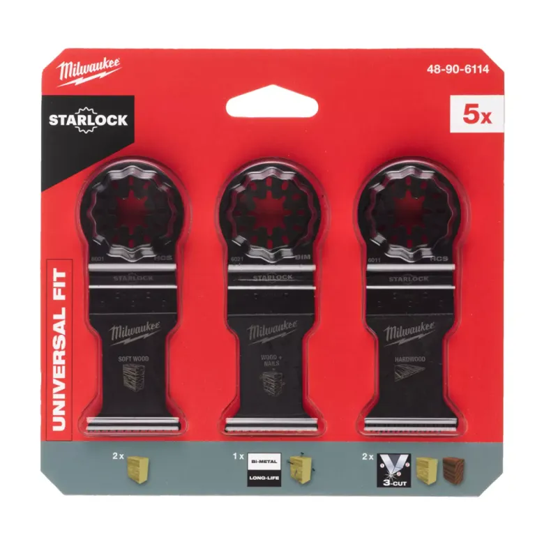 Milwaukee 48906114 Multitool Starlock hout bladenset (5-delig)
