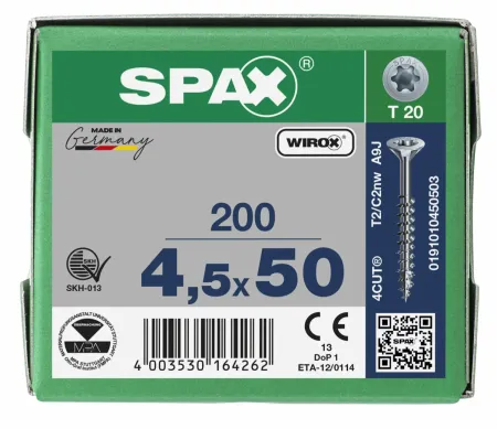 SPAX 0541010450505 Renovatieschroef 4,5 x 50 mm, Verzonken kop, T-STAR