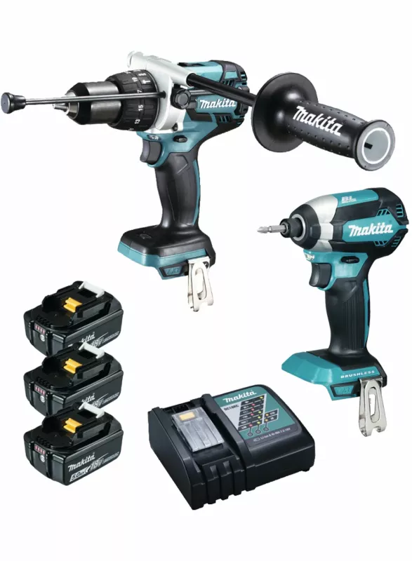 Makita Kit combo perceuse sans fil avec percussion - Visseuse à chocs - 3  Batterie 5Ah DLX2174TJ1