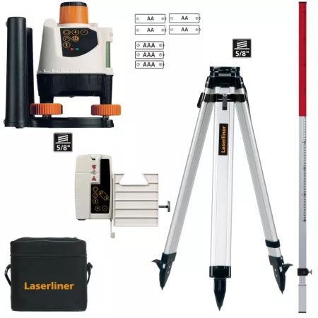 Laserliner Laser SmartLine 360° - Set de niveau laser - lignes croisées -  avec trépied, récepteur, support mural FlexHolder et sac - 2 lignes - 30m -  magnétique - 1/4 et 5/8