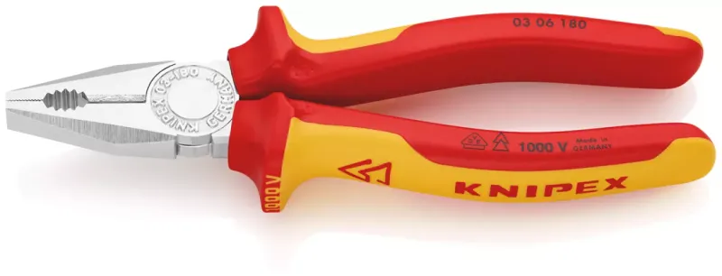 Pince Combinée Isolée Knipex 03 06 180 SBE – 180 Mm, Entièrement Isolée