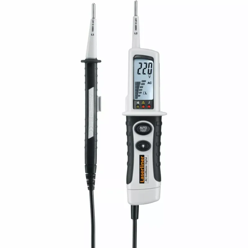 Spanningstester, doorgangstester, GOLDCHAMP 12 V-690 V AC/DC spanningstester, fasetester, tweepolig, IP65 waterdicht, LCD-display, elektronische tester
