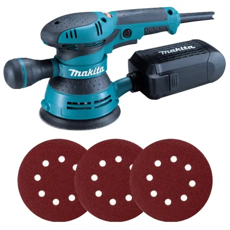 Ponceuse Excentrique 125 Mm Compatible Batteries Makita 18V - 3 Vitesses (7000-11000 Tr/min), Avec Sac à Poussière Et Papiers Abrasifs - 7